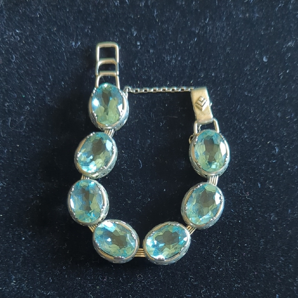 Elegant Silver and Blue Gemstone Bracelet